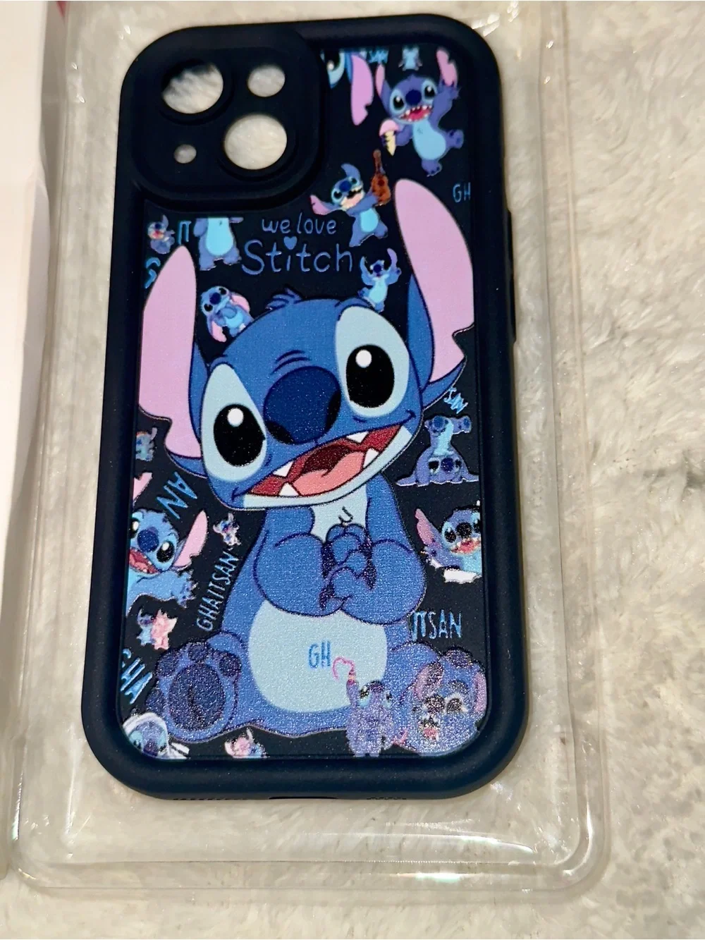 Stitch Blue iPhone 15 Protective Case - Cute Character Design